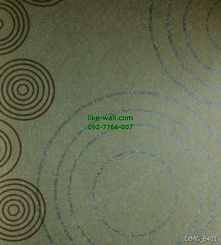 วอลเปเปอร์ติดผนัง ลายเส้นกลม สีเงิน-น้ำตาลเข้ม พื้นหลังสีน้ำตาลอ่อน