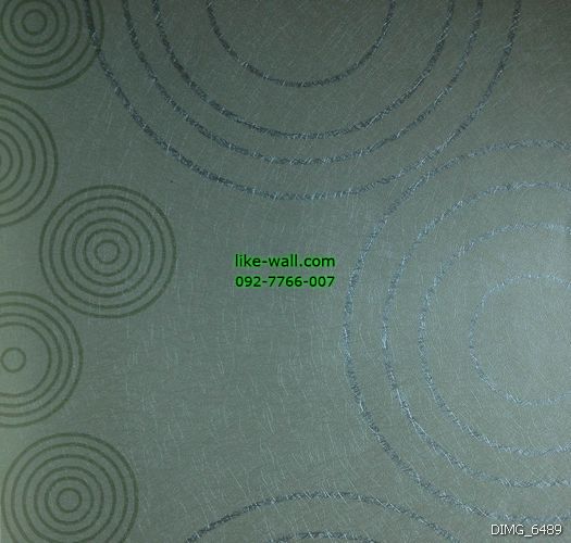 วอลเปเปอร์ติดผนัง ลายเส้นกลม สีเทา-เขียว พื้นหลังสีเขียว