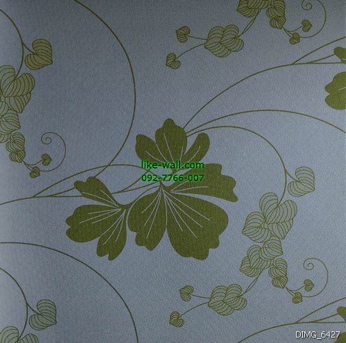 วอลเปเปอร์ติดผนัง ลายใบไม้ สีเขียว พื้นหลังสีขาว