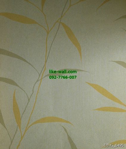 วอลเปเปอร์ติดผนัง ลายใบไม้ สีส้ม พื้นหลังสีครีม