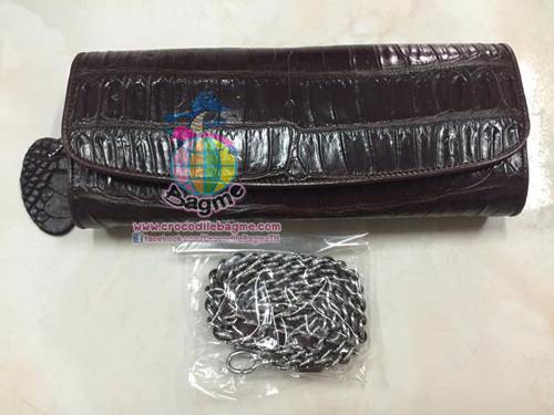 พร้อมส่ง กระเป๋าถือครัชBN211 หนังท้อง(สีน้ำตาล)