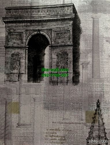 วอลเปเปอร์ติดผนัง ลายตึกเก่า สีเทาเข้ม