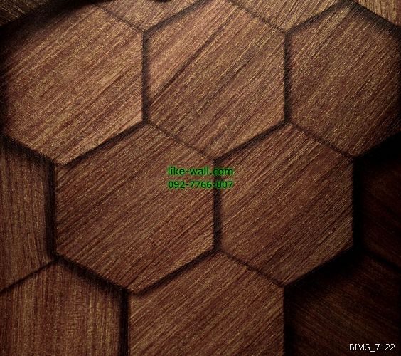 วอลเปเปอร์ติดผนัง ลายรังผึ้งเนื้อไม้ สีน้ำตาล