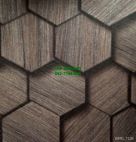 วอลเปเปอร์ติดผนัง ลายรังผึ้งเนื้อไม้ สีน้ำตาลเทา