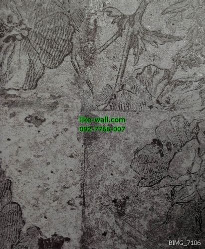 วอลเปเปอร์ติดผนัง ลายดอกไม้ สไตล์เรทโทร สีเทาเข้ม