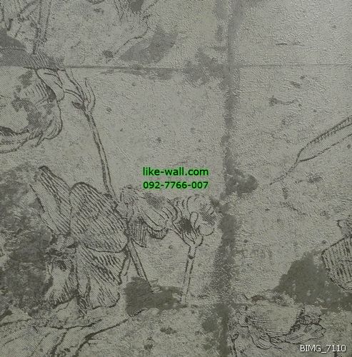 วอลเปเปอร์ติดผนัง ลายดอกไม้ สไตล์เรทโทร สีเทา