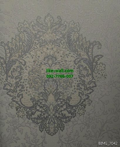 วอลเปเปอร์ติดผนัง ลายหลุยส์ สีเทา