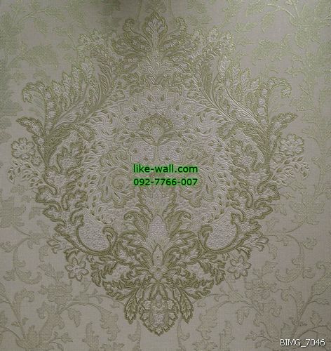 วอลเปเปอร์ติดผนัง ลายหลุยส์ สีเหลืองเทา