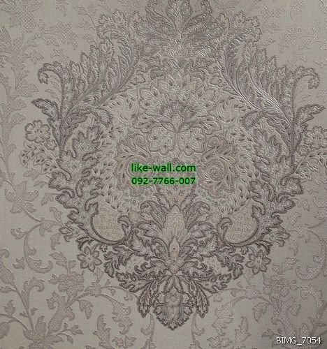 วอลเปเปอร์ติดผนัง ลายหลุยส์ สีเทาน้ำตาล