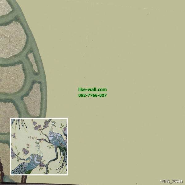 วอลเปเปอร์ติดผนังภายใน ลายนกยูง สีม่วงซีด