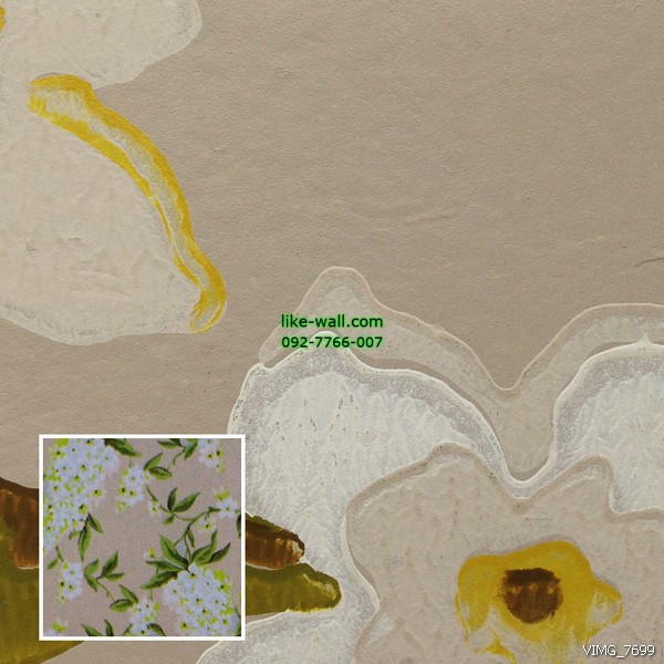 วอลเปเปอร์ติดผนังภายใน ลายดอกกล้วยไม้ สีน้ำตาลอ่อน