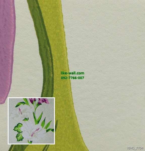 วอลเปเปอร์ติดผนังภายใน ลายดอกชบาสวยงาม สีขาว