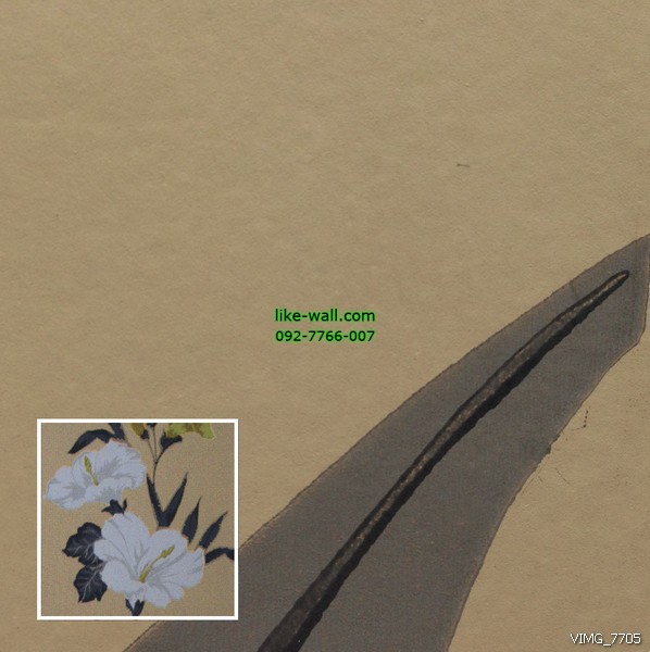 วอลเปเปอร์ติดผนังภายใน ลายดอกชบาสวยงาม สีน้ำตาล