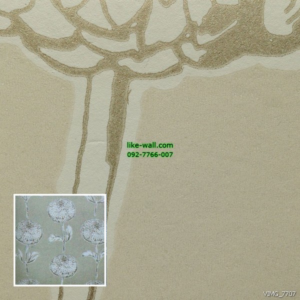 วอลเปเปอร์ติดผนังภายใน ลายดอกไฮเดรนเยีย สีครีม