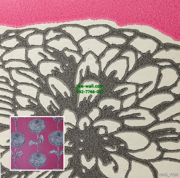 วอลเปเปอร์ติดผนังภายใน ลายดอกไฮเดรนเยีย สีชมพู