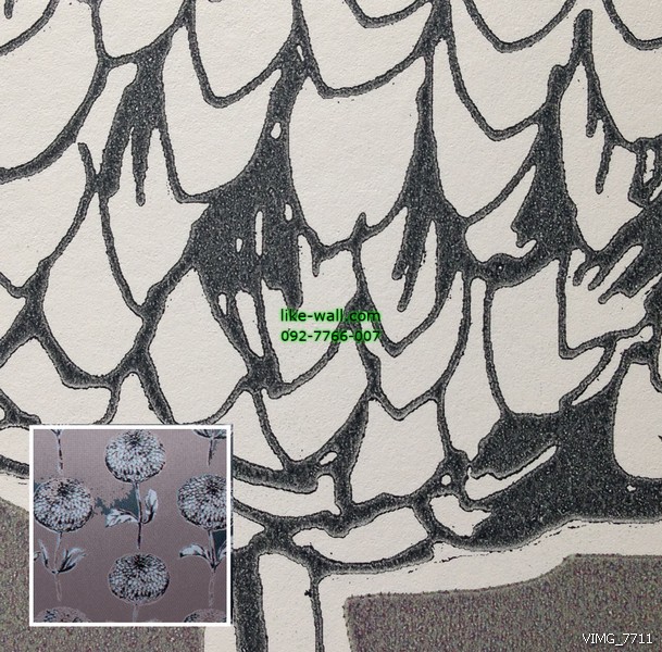 วอลเปเปอร์ติดผนังภายใน ลายดอกไฮเดรนเยีย สีเทา