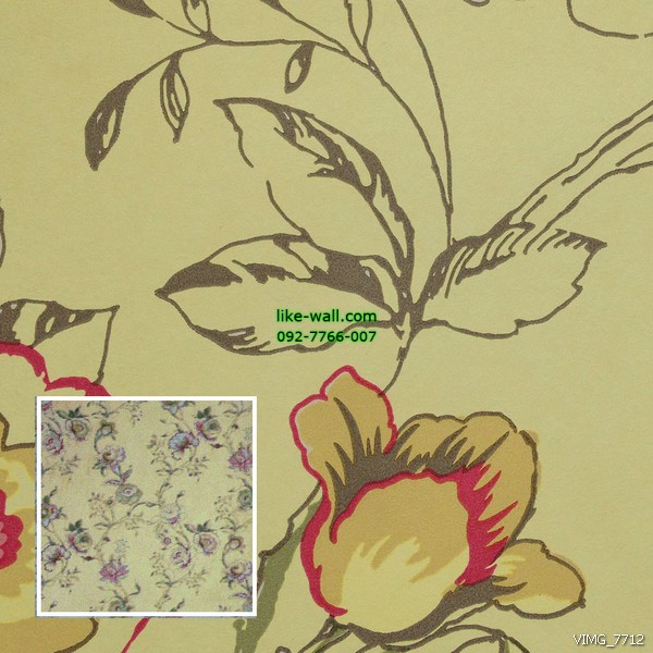 วอลเปเปอร์ติดผนังภายใน ลายดอกกุหลาบ สีครีม