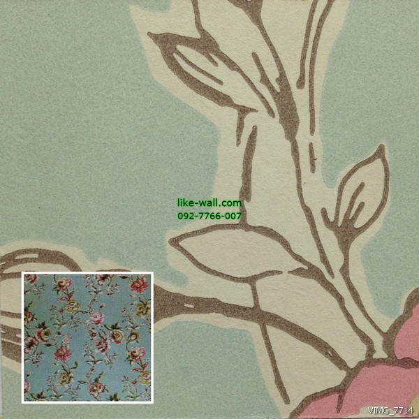 วอลเปเปอร์ติดผนังภายใน ลายดอกกุหลาบ สีฟ้า