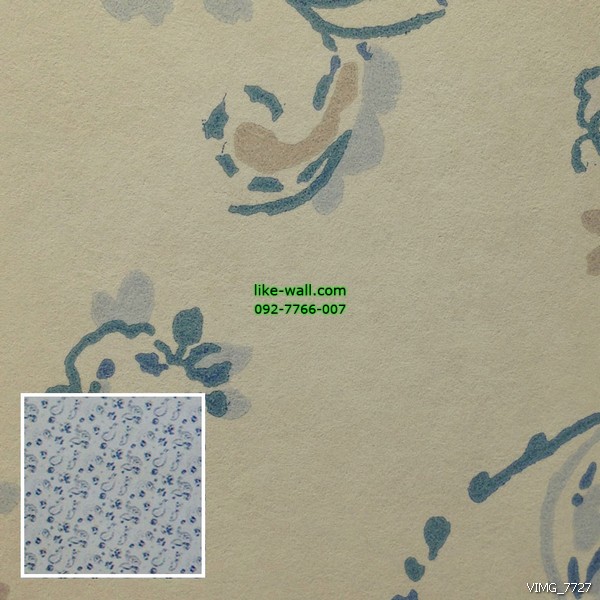 วอลเปเปอร์ติดผนังภายใน ลายดอกไม้ สีฟ้า