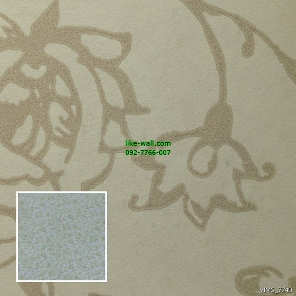 วอลเปเปอร์ติดผนัง ลายดอกไม้ สีน้ำตาล พื้นหลังสีครีม
