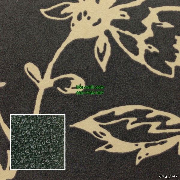 วอลเปเปอร์ติดผนัง ลายดอกไม้ สีครีม พื้นหลังสีดำ