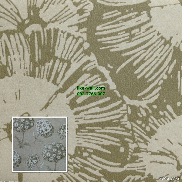 วอลเปเปอร์ติดผนัง ลายดอกผกากรอง สีน้ำตาล