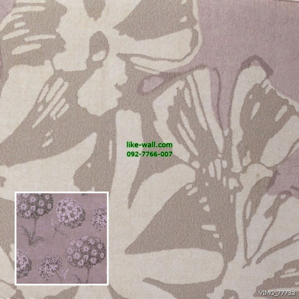 วอลเปเปอร์ติดผนัง ลายดอกผกากรอง สีม่วง