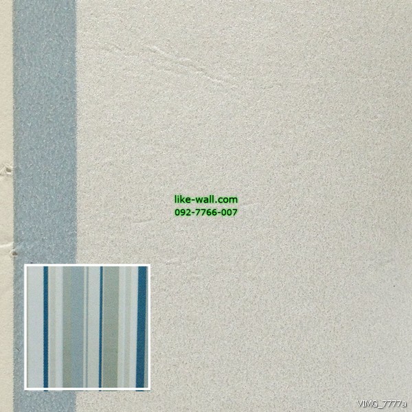 วอลเปเปอร์ติดผนัง ลายทางเส้นตรง สีฟ้า-ขาว