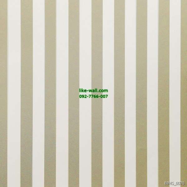 วอลเปเปอร์ติดผนัง ภายในห้อง ลายทางตรงเส้นหนา สีครีม-ขาว