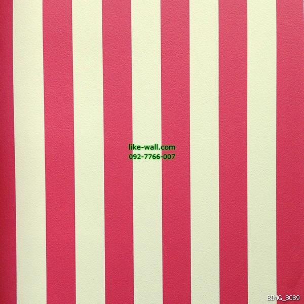วอลเปเปอร์ติดผนัง ภายในห้อง ลายทางตรงเส้นหนา สีชมพู-ขาว