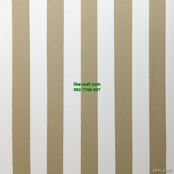 วอลเปเปอร์ติดผนัง ภายในห้อง ลายทางตรงเส้นหนา สีน้ำตาล-ขาว