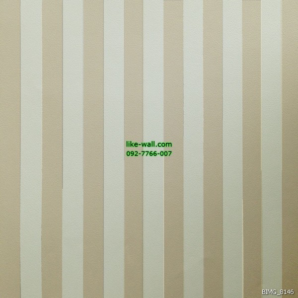 วอลเปเปอร์ติดผนัง ภายในห้อง ลายทางตรงเส้นหนา สีครีม-ขาว
