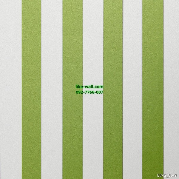 วอลเปเปอร์ติดผนัง ภายในห้อง ลายทางตรงเส้นหนา สีเขียว-ขาว