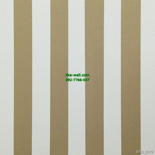 วอลเปเปอร์ติดผนัง ภายในห้อง ลายทางตรงเส้นหนา สีน้ำตาล-ขาว