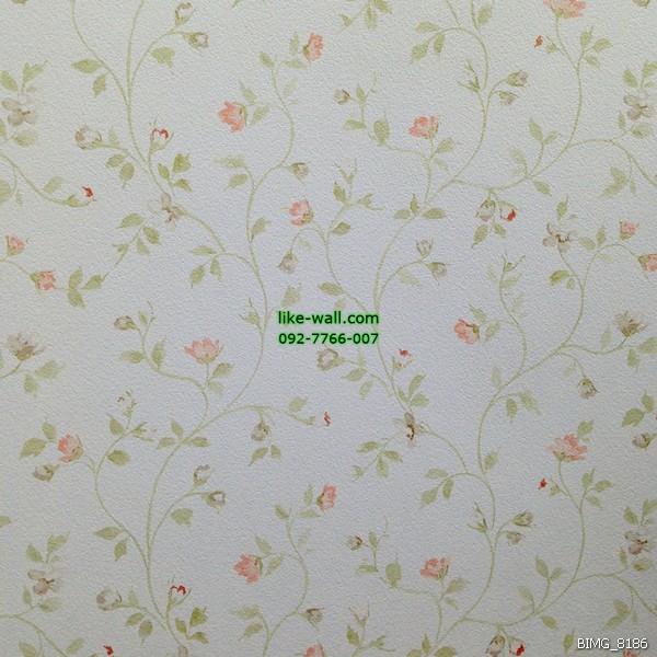 วอลเปเปอร์ติดผนังภายในห้อง ลายดอกไม้ขด สไตล์วินเทจ สีชมพูอ่อน พื้นหลังสีขาว