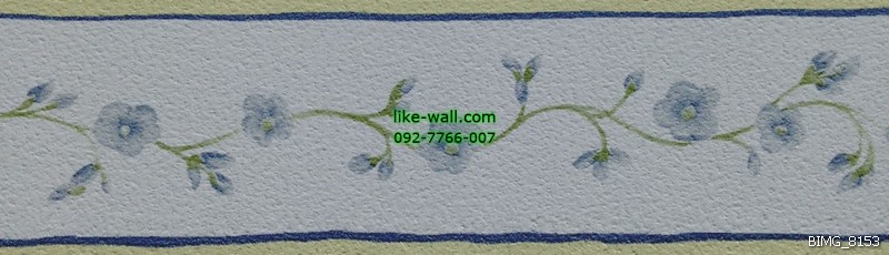วอลเปเปอร์ติดผนัง ลายดอกไม้ขดแนวนอนขนาดเล็ก สีฟ้า