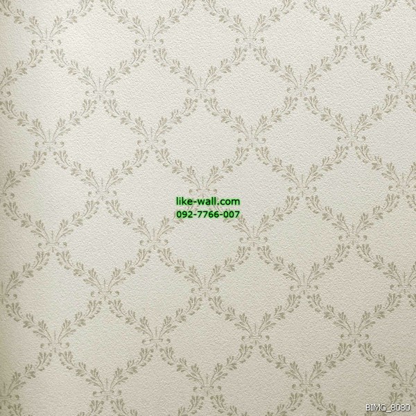 วอลเปเปอร์ติดผนัง ลายหลุย์ สไตล์วินเทจ สีเทา พื้นหลังสีขาว