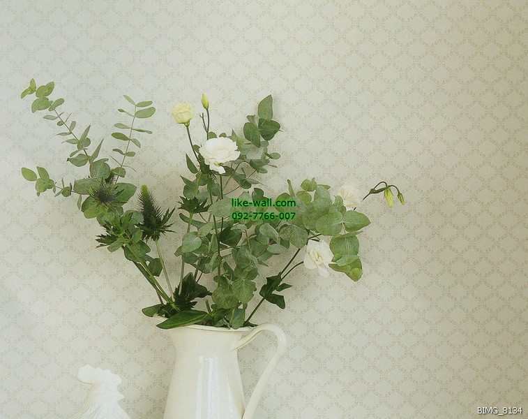 งานตัวอย่างการติดวอลเปเปอร์ติดผนัง ลายหลุย์ สไตล์วินเทจ