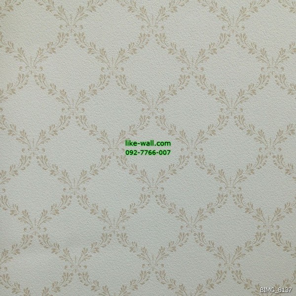 วอลเปเปอร์ติดผนัง ลายหลุย์ สไตล์วินเทจ สีครีม พื้นหลังสีขาว