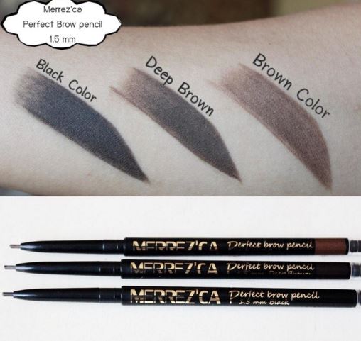 ** พร้อมส่ง**Merrezca Perfect Brow Pencil 1.5mm #Brown ดินสอเขียนคิ้วชนิดออโต้ ใช้งานง่ายโดยไม่ต้องเหลา ออกแบบคิ้วให้สวยได้รูปทรงด้วยหัวดินสอขนาดเล็กพิเศษเพียง 1.5 ม.ม.