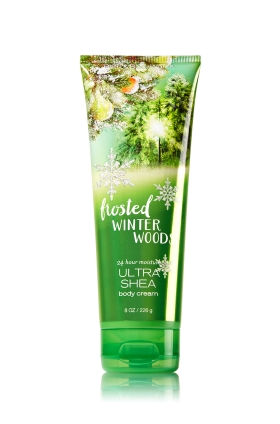 Bath & Body Works Frosted Winter Woods 24 Hour Moisture Ultra Shea Body Cream 226g. ครีมบำรุงผิวสุดเข้มข้น มีกลิ่นหอมเปลือกไม้ป่า ผสมวนิลลาหอมๆ ปลายๆกลิ่นมีผลแพร์ กลิ่นที่ดมจากหลอดกลิ่นจะผลไม้ชัดมากคะ แต่พอทาลงบนผิวกลิ่นหอมมาก จะรู้สึกถึงก