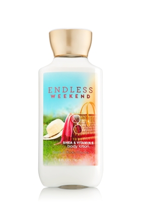 Bath & Body Works Endless Weekend Shea & Vitamin E Body Lotion 236 ml. โลชั่นบำรุงผิวสุดพิเศษ กลิ่นหอมน่ารักของผลราสเบอร์รี่ กับกลิ่นวนิลลา หอมผ่อนคลายเหมาะกับวันสบายๆ ในวันหยุดพักผ่อนคะ