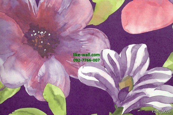 วอลเปเปอร์ติดผนัง ลายดอกไม้หลากสี พื้นหลังสีม่วง