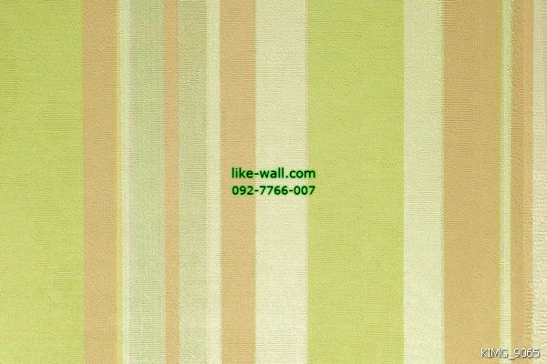 วอลเปเปอร์ติดผนัง ลายทางเส้นตรง สีเขียว-ครีม