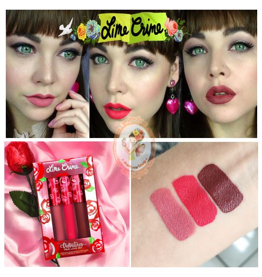 *โปรโมชั่นลดราคา 1090 บาท*Lime Crime Velvetines Liquid Matte Lipstick True Love Set (Limited Edition) เซ็ทลิปลิควิคเนื้อแมท 3 สีสวยต่างสไตล์ บ่งบอกความเป็นหญิงสาวในแต่ละอารมณ์ได้อย่างชัดเจน ทั้งสีชมพูโทนหวาน สีชมพูอมแดงเปรี้ยวจี้ด และสีแดงเข้มอมม่วงสุดเซ็