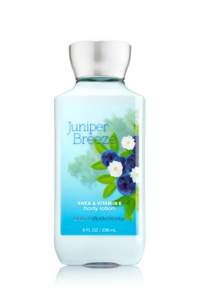 Bath & Body Works Juniper Breeze Shea & Vitamin E Body Lotion 236 ml. โลชั่นบำรุงผิวสุดพิเศษ จากกลิ่นดั่งเดิมรุ่นคลาสสิคที่ได้รับความนิยม กลิ่นไม้สนหอมสดชื่นกระปรี้กระเปร่าเหมือนบรรยากาศยามเช้าค่ะ