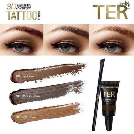 **พร้อมส่ง*ใหม่!! TER Masterpiece 3D Eyebrow Tattoo Waterproof 4 g. คิ้วน้ำแทททู 3 มิติรุ่นใหม่ ที่เขียนคิ้วเนื้อน้ำ มาพร้อมแปรง เขียนง่าย ลื่น ติดทน สีคิ้วสวย สม่ำเสมอ พกพาสะดวก
