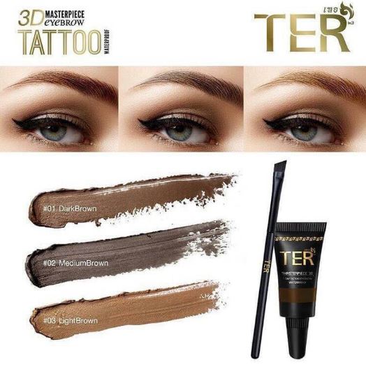 **พร้อมส่ง*ใหม่!! TER Masterpiece 3D Eyebrow Tattoo Waterproof 4 g. คิ้วน้ำแทททู 3 มิติรุ่นใหม่ ที่เขียนคิ้วเนื้อน้ำ มาพร้อมแปรง เขียนง่าย ลื่น ติดทน สีคิ้วสวย สม่ำเสมอ พกพาสะดวก