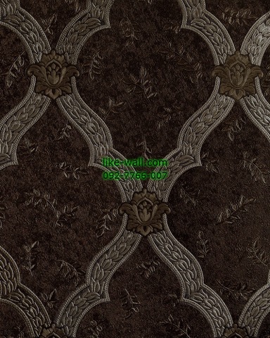 วอลเปเปอร์ติดผนัง ลายหลุยส์ สีน้ำตาลเข้ม