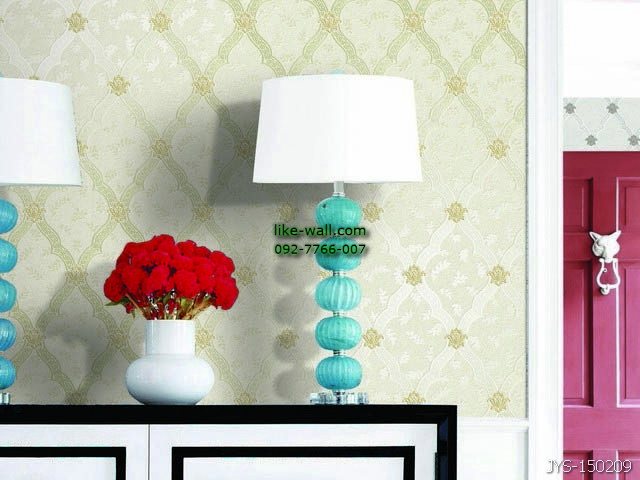 ผลงานตัวอย่างในการติดวอลเปเปอร์ติดผนัง ลายหลุยส์